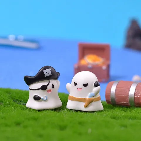 Linda Estatueta en Miniatura de Resina de Pirata Fantasma para Jardín y Decoración de Escritorio Cofre del Tesoro Adorno