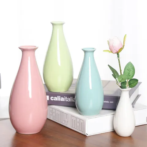 Moderno Minimalista Cerámica Pequeño Jarrón de Flores Escritorio Mini Contenedor de Planta Hidropónica Hogar Oficina Ornamento Decorativo