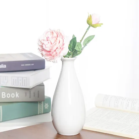 Moderno Minimalista Cerámica Pequeño Jarrón de Flores Escritorio Mini Contenedor de Planta Hidropónica Hogar Oficina Ornamento Decorativo