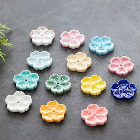 Portaincienso de Cerámica con Flor de Cerezo Estilo Japonés Bandeja Quemador de Incienso Adorno de Aromaterapia Decoración del Hogar