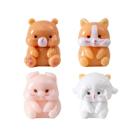 Mini Figurines d'Animaux en Résine Micro Paysage Cartoon Mignon Ours Lapin Cochon Chat Bureau Auto Ornements DIY