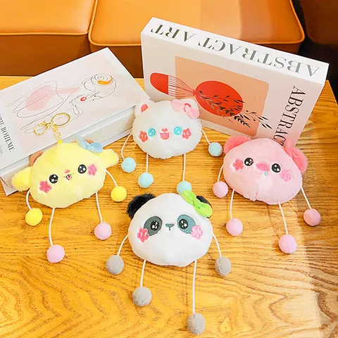 Lindo Monedero de Peluche Animal Pompón Llavero Suave Dibujos Animados Mochila Bolso Colgante Decorativo Llavero Ornamento Para Escuela