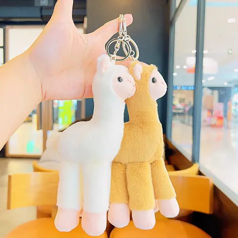 Cute Plush Alpaca Keychain Pendant Cartoon Animal Stuffed Toy Bag Ornament Key Ring For Schoolbag Backpack Couples Gift Accessories
