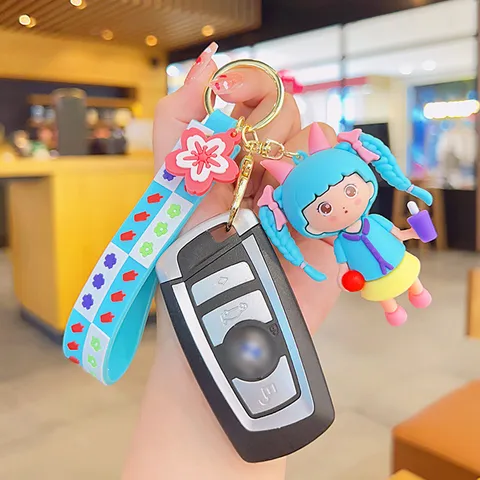 Cute Cartoon Braided Girl Keychain Pendant Delicate Schoolbag Pendant Couple Bag Charm Decorative Keychain Gift Accessory