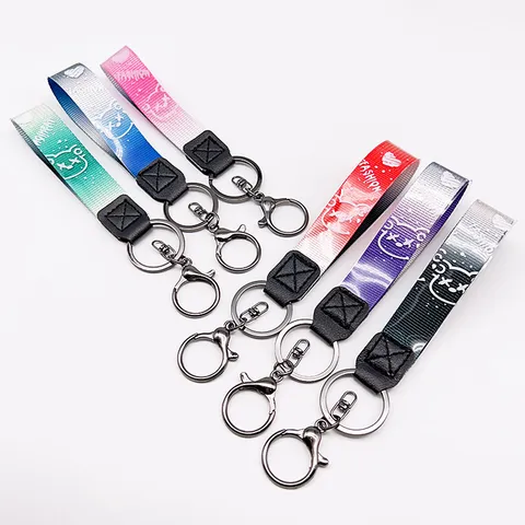 Gradient Starry Sky Bear Keychain Woven Hand Strap Metal Ring Bag Pendant Fashion Charm Key Ring Accessories