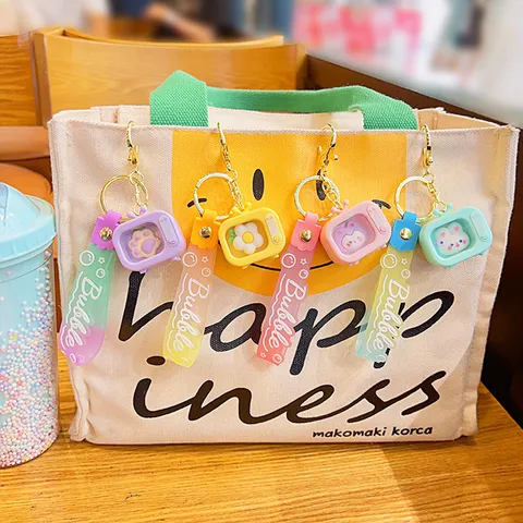 Luminous Mini TV Keychain Cute Cartoon LED Glow Bag Pendant ABS PVC Car Key Chain Ornament For Women Girls Gift