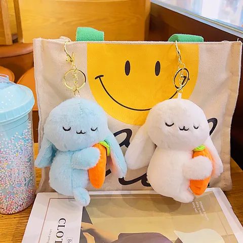 Schattige Wortel Konijn Pluche Sleutelhanger Zachte Konijn Pop Tas Hanger Voor Meisjes Vrouwen Cadeau Accessoire