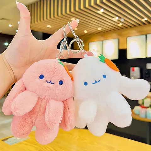 Schattige Pluche Konijn Sleutelhanger Met Wortel Zachte Bunny Hanger Voor Vrouwen Meisjes Tas Accessoires Cadeau