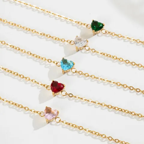 Ins Hot Sale Heart Zirconia Bracelet Stainless Steel 18K Gold Plated Elegant Waterproof Fashion Jewelry For Women