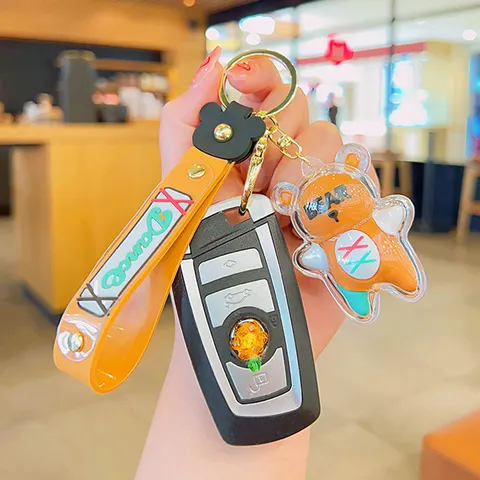 Schattige Transparante Acryl Cartoon Beer Sleutelhanger Trendy Koppel Sleutelhanger Tas Bedel Hanger Auto Accessoires