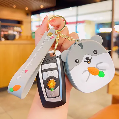 Schattige Hamster Siliconen Muntportemonnee Sleutelhanger Hanger Cartoon Dier Mini Portefeuille Tas Accessoires Voor Kinderen Vrouwen