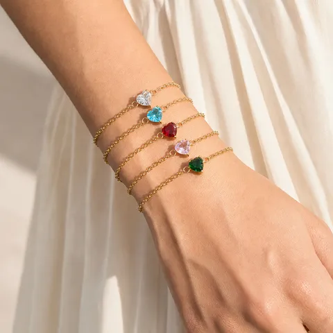 Ins Hot Sale Heart Zirconia Bracelet Stainless Steel 18K Gold Plated Elegant Waterproof Fashion Jewelry For Women