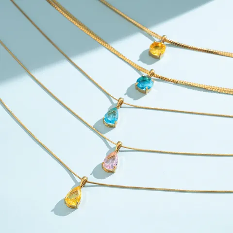 Collier en Acier Inoxydable à Double Couche pour Femmes Pendentif Rond en Zirconia Multicolore Bijoux d'Été à la Mode