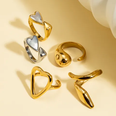 Minimalistische Roestvrijstalen Open Ring Voor Dames Geometrische Waterdruppel Slang Hartvorm Verstelbare Goud Zilver Vergulde Niche Ontwerp Sieraden