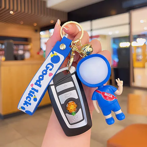 Luminous Cartoon Couple Keychain Exquisite Bag Pendant Creative Cute Schoolbag Hanging Ornament LED Glow Doll Keychain
