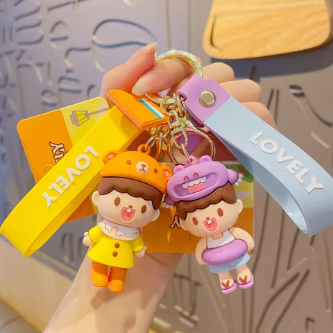 Creatieve Cartoon Dier Pop Sleutelhanger Schattige PVC Pop Tas Hanger Auto Sleutelhanger Voor Kinderen Vrienden Cadeau