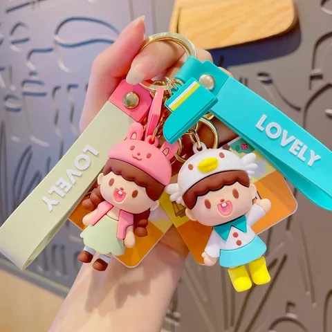 Creatieve Cartoon Dier Pop Sleutelhanger Schattige PVC Pop Tas Hanger Auto Sleutelhanger Voor Kinderen Vrienden Cadeau