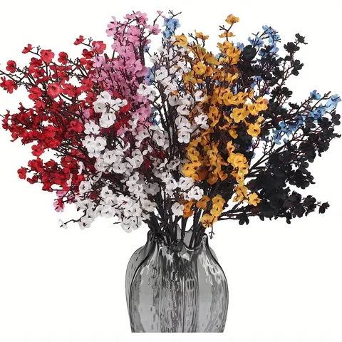 Ramo de Flores de Seda Artificial Multi Horquilla Gipsofila Prunus Mume Ramo de Novia de Boda Decoración del Hogar