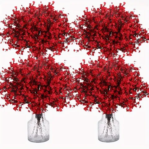 Ramo de Flores de Seda Artificial Multi Horquilla Gipsofila Prunus Mume Ramo de Novia de Boda Decoración del Hogar