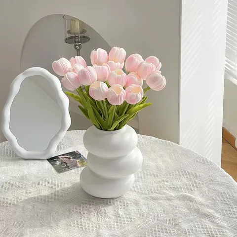 Flores de Tulipán Artificiales de PU Rama Sencilla Flores de Seda Falsas para Decoración de Sala de Hogar Boda Fiesta