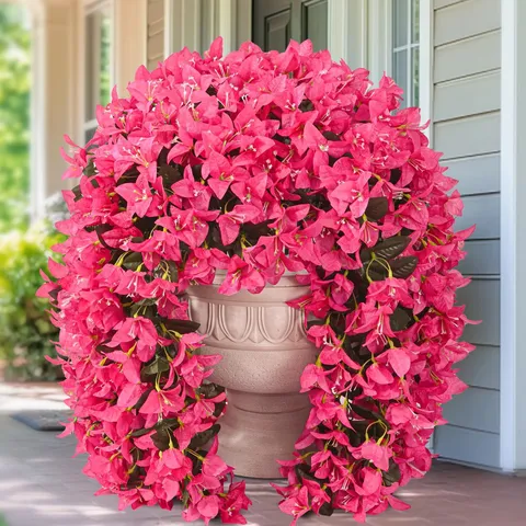 Enredadera de Flores Colgantes de Bougainvillea Artificial Planta Falsa de Seda Para Interior Exterior Hogar Jardín Decoración de Pared Boda Fiesta