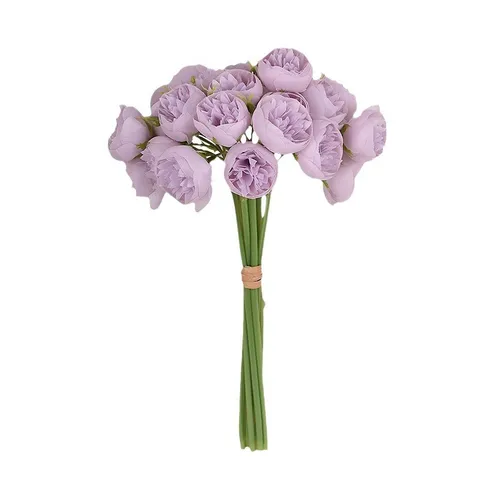 Ramo de Flores Artificiales de Peonía y Rosa Flores de Seda Con Encuadernación de Rafia Para Decoración de Mesa de Hogar Oficina Boda Fiesta