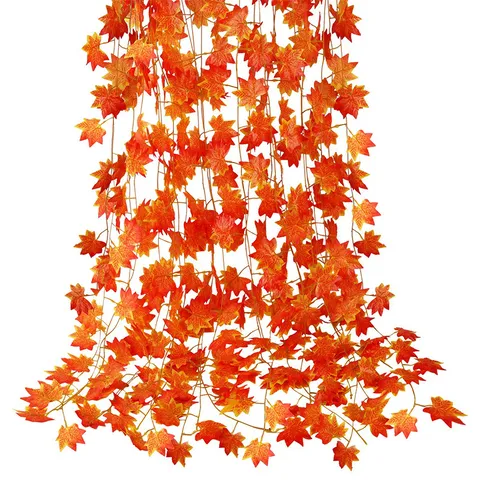 Guirlanda de Hojas de Arce de Otoño Artificiales Enredaderas Colgantes Plantas de Follaje Falsas de Otoño Para Acción de Gracias Boda Decoración del Hogar