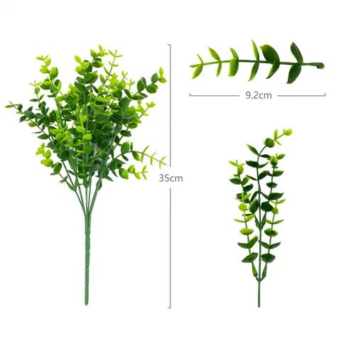 Hojas de Eucalipto Artificiales Ramas de Hojas de Dinero Plantas Verdes Falsas Para Boda Hogar Decoración de Arreglo Floral