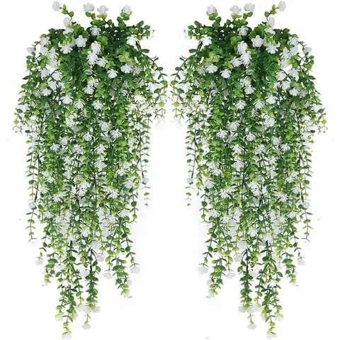 Guirnalda de Eucalipto Artificial Con Flores Vid Falsa Planta Colgante Para Boda Hogar Pared Decoración Plástico Follaje