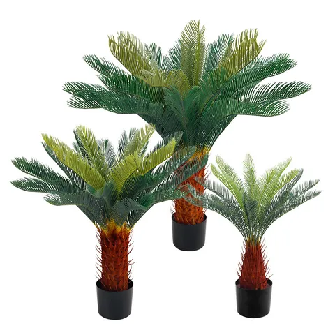 Planta en Maceta Cycad Artificial Follaje de Plástico Simulación Árbol de Hierro para Sala Oficina Decoración