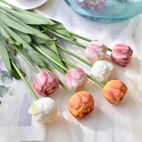 Flor de Tulipán Artificial PU Seda Rama Única Falsa Flor Para Hogar Sala de Estar Decoración Accesorios de Fotografía