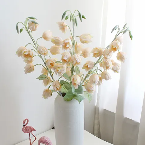 Artificial Silk Wind Chime Orchid Branch Fake Floral Art For Wedding Home Party Indoor Outdoor Plant Stem