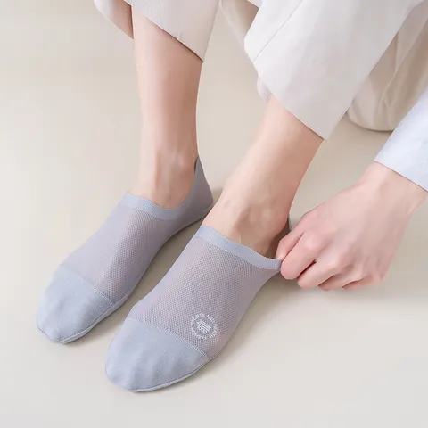 Calcetines Invisibles de Corte Bajo de Malla Transpirable de Color Sólido de Algodón Casual para Hombres Antideslizantes Calcetines Cortos de Verano