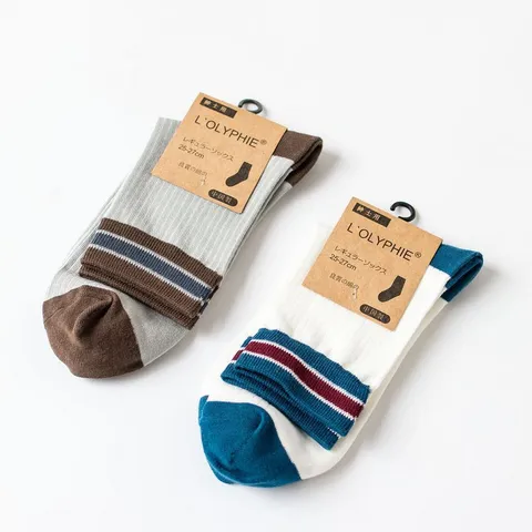 Herren Wadenlange Socken Katoen Jacquard Gestreept Ademend Comfortabel Business Casual Socken
