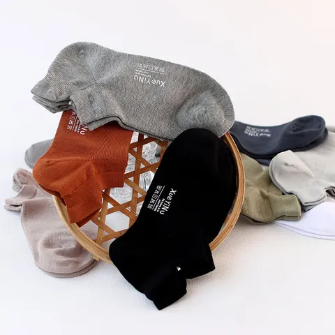 Men's Casual Cotton Solid Color Mesh Breathable Sweat-Absorbent Low Cut Boat Socks Daily Invisible Socks