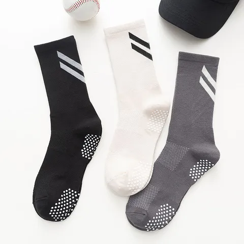 Calcetines Deportivos Crew para Hombre de Algodón Transpirable para Correr y Baloncesto con Agarre de Silicona Antideslizante