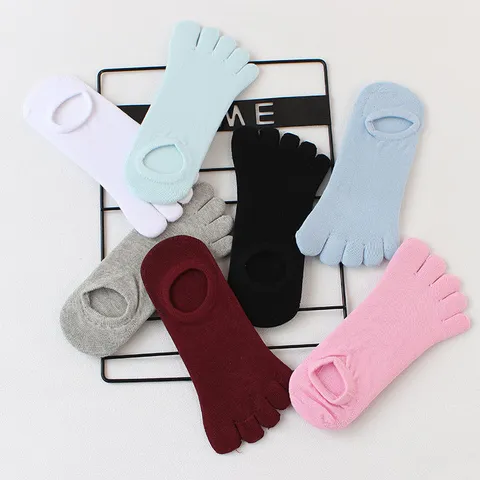 Women's Five Toe Socks Low Cut Boat Socks Cotton Breathable Solid Color Casual Sports Yoga Short Invisible Socks