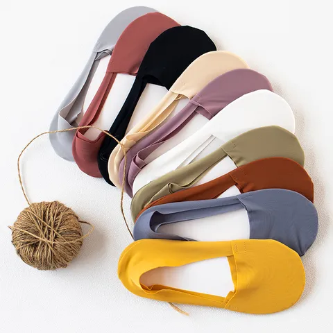 Women Invisible No Show Socks Solid Color Low Cut Cotton Blend Breathable Summer Casual Daily Socks