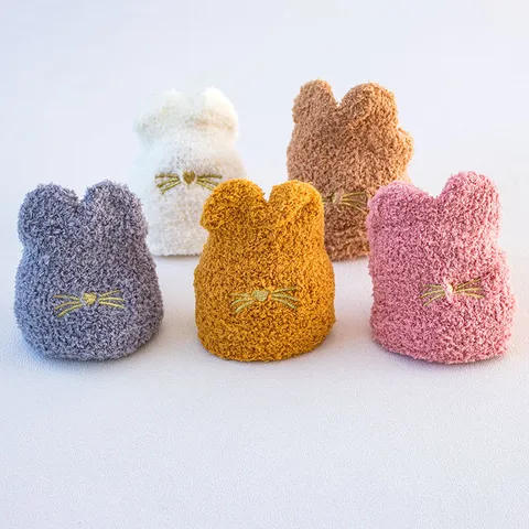 Damen Winter Korallenfleece Schlafsocken Süße Katzenklaus Bestickung Warme Flauschige Bodensocken Casual Heim Thermische Crew Socken