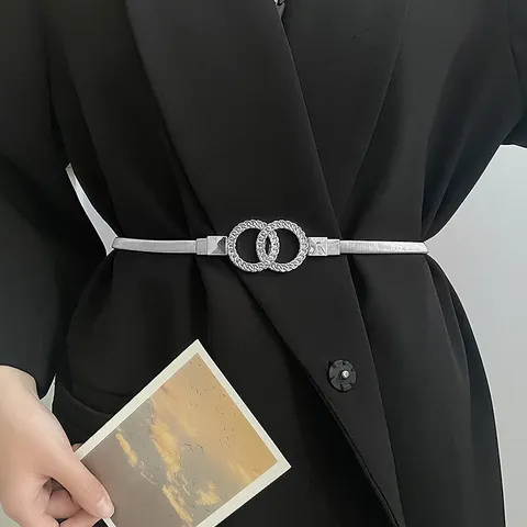 Donne Catena in Metallo Cintura in Vita Metallico Elastico Abito Fascia Dorato Argentato Accessorio Moda