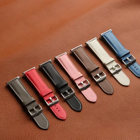 Genuine Leather Smartwatch Replacement Band With Metal Connector Fashion Wrist Strap For Smartwatch Accessories