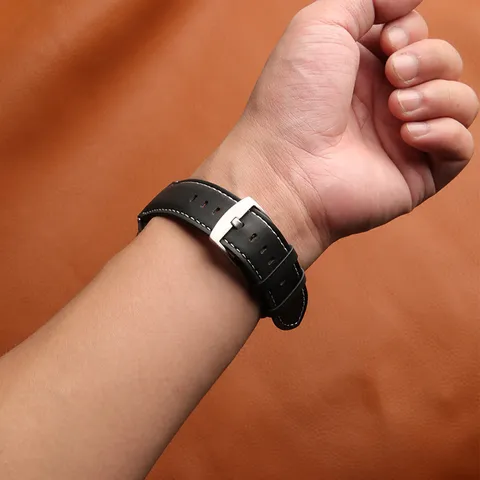 Genuine Leather Smartwatch Replacement Band With Metal Connector Fashion Wrist Strap For Smartwatch Accessories