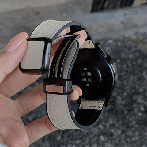 Replacement Watch Strap For Xiaomi Watch S Series Magnetic Folding Clasp Lychee Pattern Leather Watch Band