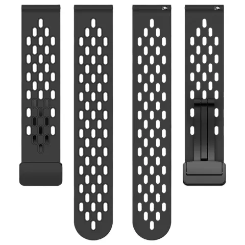 Silicone Breathable Smartwatch Band Magnetic Folding Clasp Perforated Sport Replacement Wristband For Men Women