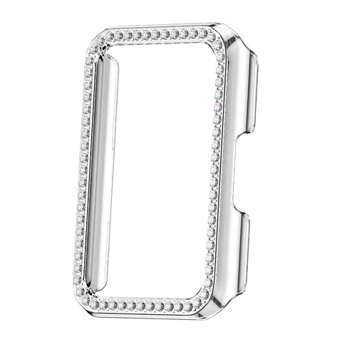 Rhinestone Embellished PC Hard Protective Case Hollow Smart Band Cover Minimalist Watch Shell Accessories