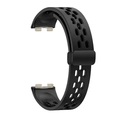 Silikon Ersatzarmband Magnetische Faltschließe Atmungsaktives Mehrloch Armband Kompatibel Mit Huawei Band 9 10