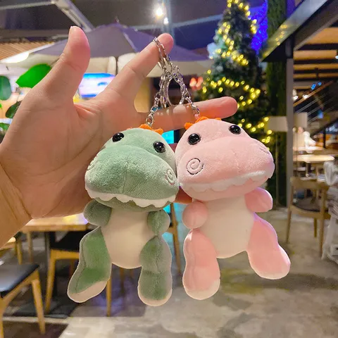 Süßer Plüsch Dinosaurier Puppe Schlüsselanhänger Taschenanhänger Für Damen Teenager Cartoon Tier Kuscheltier Schlüsselanhänger Grün Rosa Grau Braun