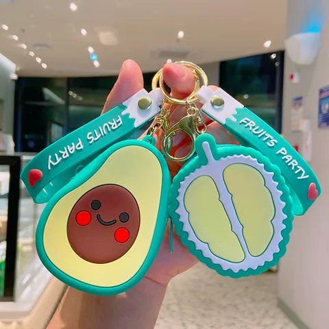 Obstserie Silikon Münzbörse Mini Schlüsselanhänger Süße Erdbeere Avocado Wassermelone Form Tragbare Taschenanhänger Geschenk