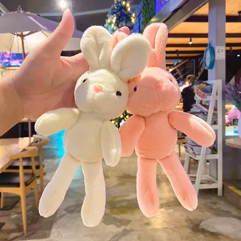 Cute Bunny Plush Keychain Soft Long Eared Rabbit Doll Bag Pendant Schoolbag Ornament For Couples Kids Birthday Gift