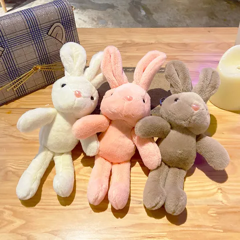 Cute Bunny Plush Keychain Soft Long Eared Rabbit Doll Bag Pendant Schoolbag Ornament For Couples Kids Birthday Gift